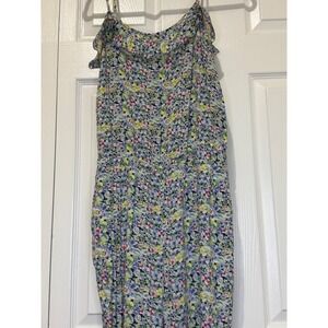 Mango Casual Floral Print Jumpsuit Ruffle Trim Sleeveless‎ Casual Summer XS
